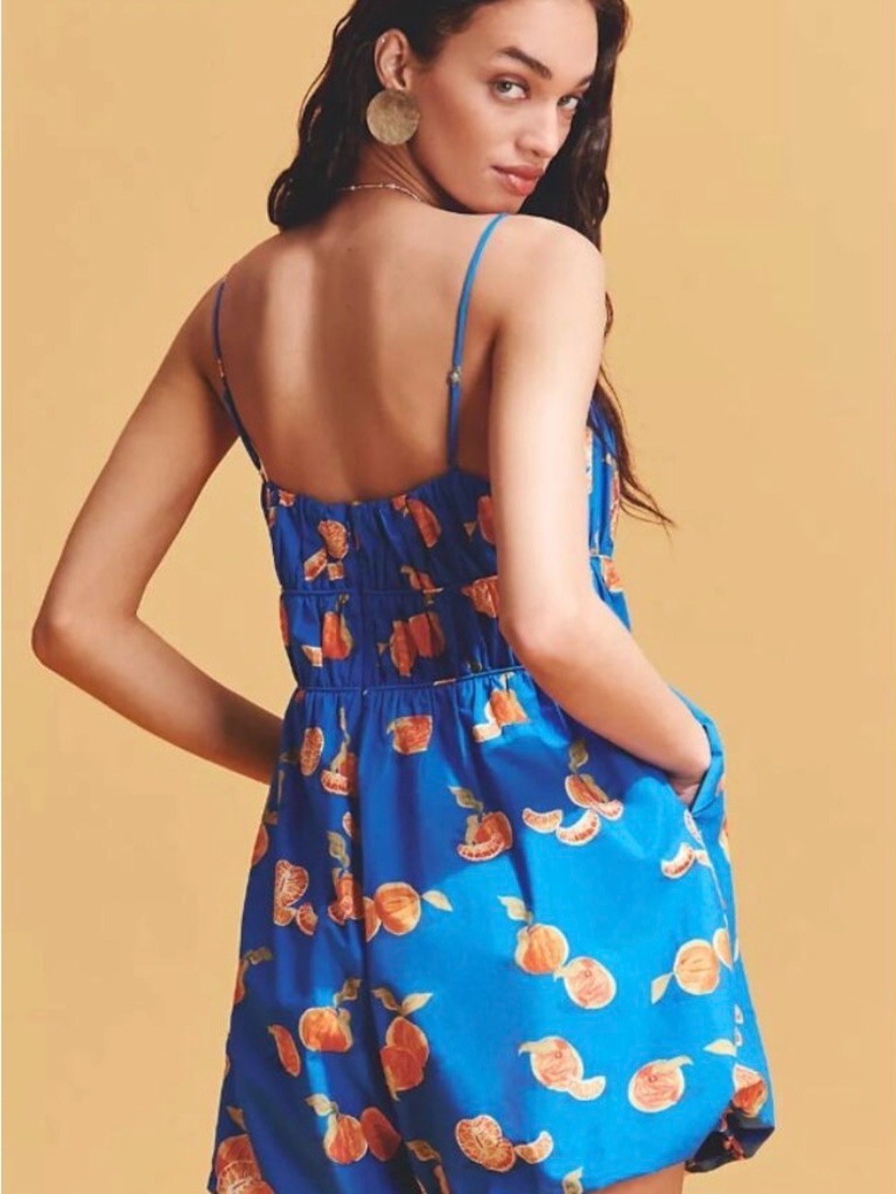 Farm Rio Blue Citrus Print Spaghetti Strap Romper - Picture 2 of 11
